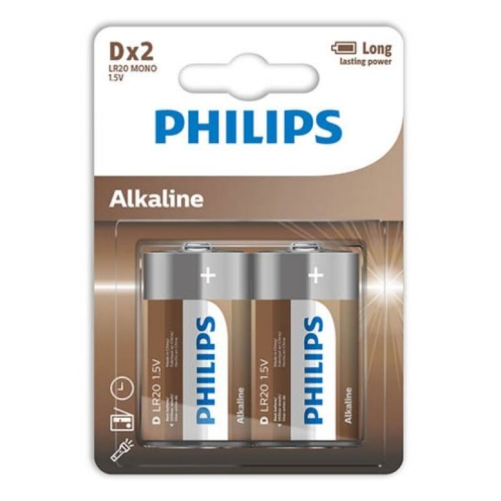 Philips Alkaline - Pila D LR20 Blister*2