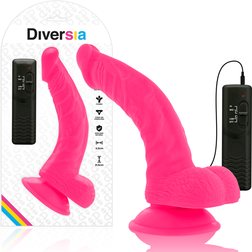 Dildo Flexible con Vibración Rosa 21.5 cm