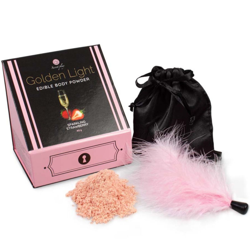 Secretplay Oroen Light Kit Polvos Comestibles y Pluma Fresas & Cava