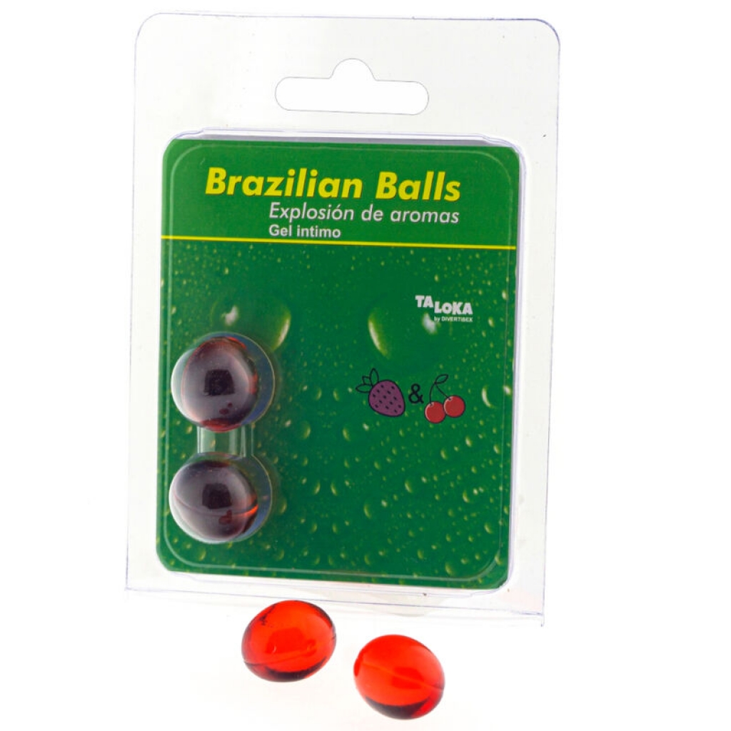 Gel Íntimo Brazilian Balls Sabor Fresa y Cereza - Pack 2