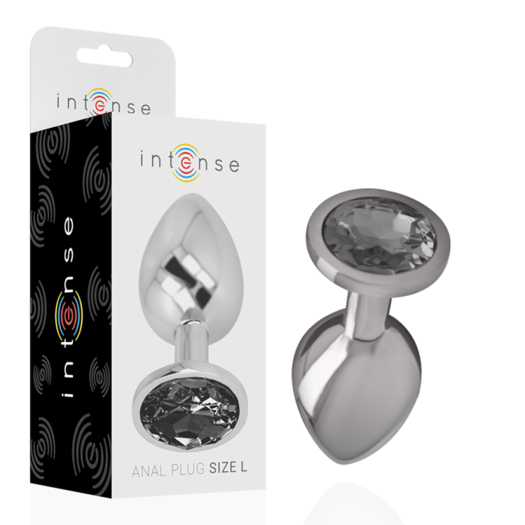 Plug Anal Intense de Metal con Cristal Negro Talla L