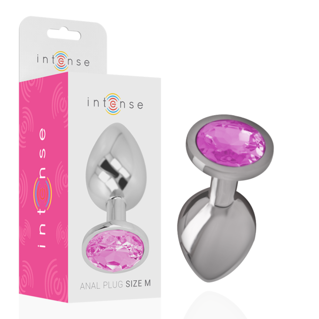 Intense Plug Anal Metal Aluminio Con Cristal Rosa Talla M