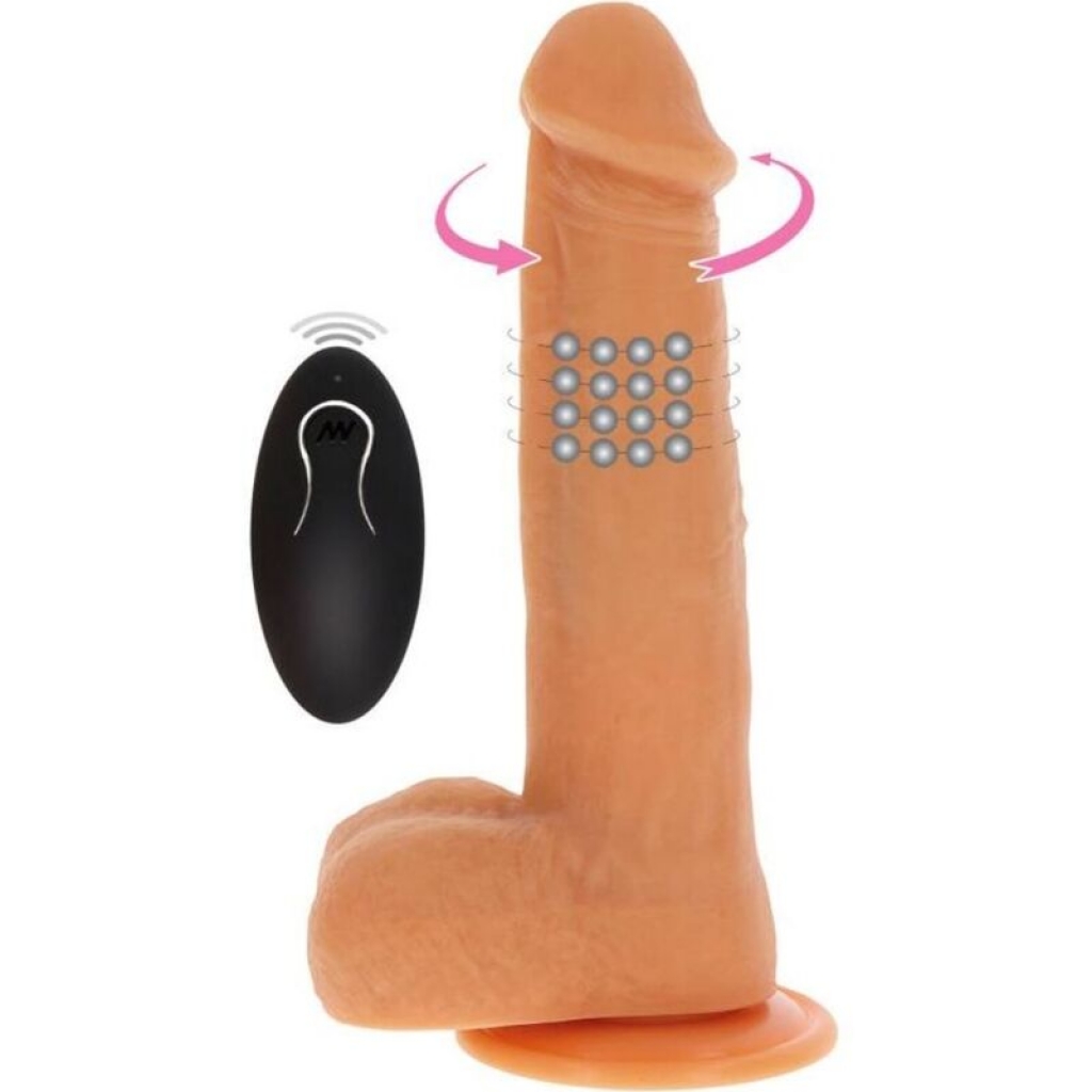 Dildo Vibrador con Bolas Giratorias - Natural