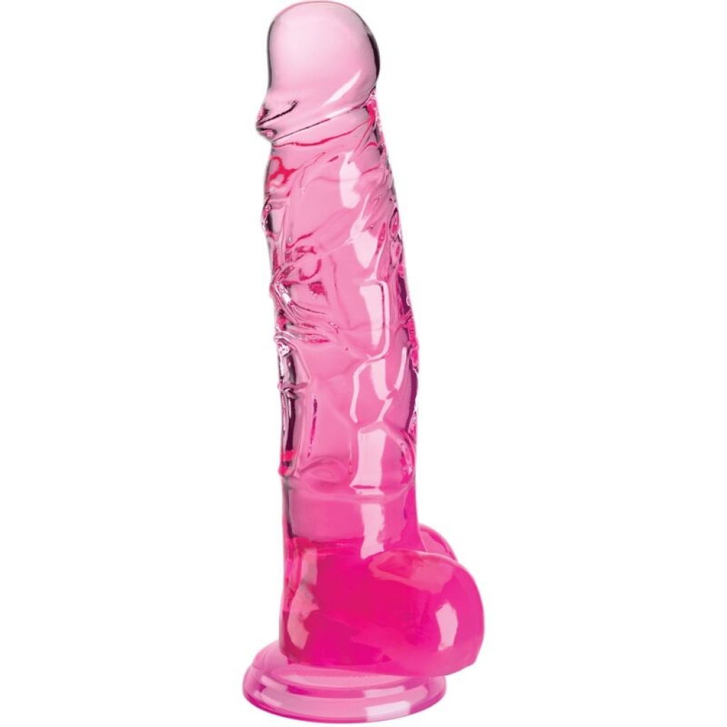 Pene Realista Clear con Testículos - 16.5 cm Rosa