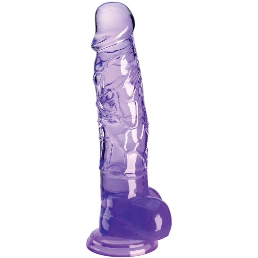 Dildo Realista Transparente con Testículos 16.5 cm Morado