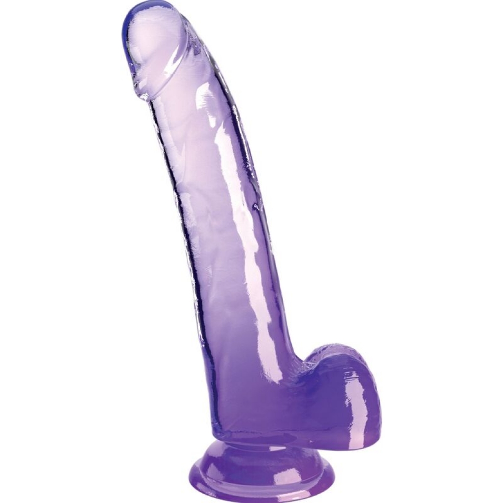 Clear Dildo Con Testiculos 20.3 Cm Morado