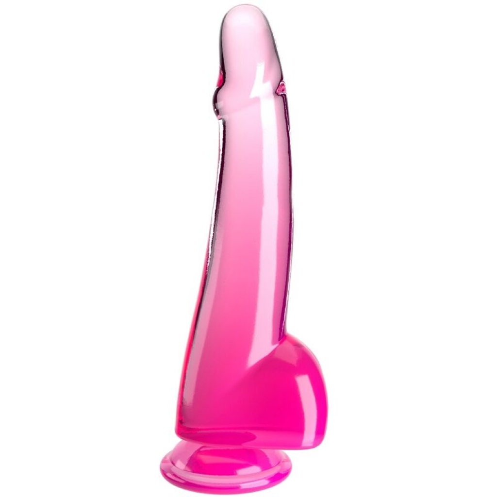 Dildo Clear con Testículos 19 cm Color Rosa