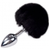 Plug Anal Liso de Metal con Pompon Negro - Talla S