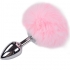 Plug Anal Liso Metal Pompon Rosa Talla S