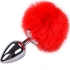 Plug Anal Liso Metal Pompon Rojo Talla S