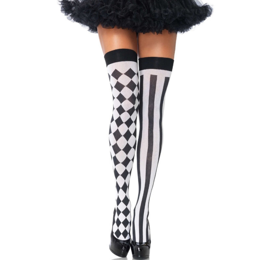 LEG AVENUE - Calcetines Altos Arlequin Negro/Blanco