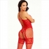 Leg Avenue Bodystocking Cuello Halter - Red Corazones (Rojo)