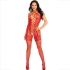 Leg Avenue Bodystocking Cuello Halter - Red Corazones (Rojo)