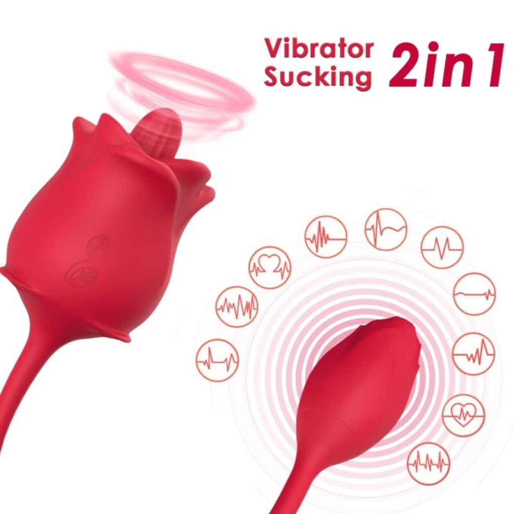 Armony Rosa 2 En 1 Estimulador Succión & Vibrador 10 Modos Con Cola Rojo