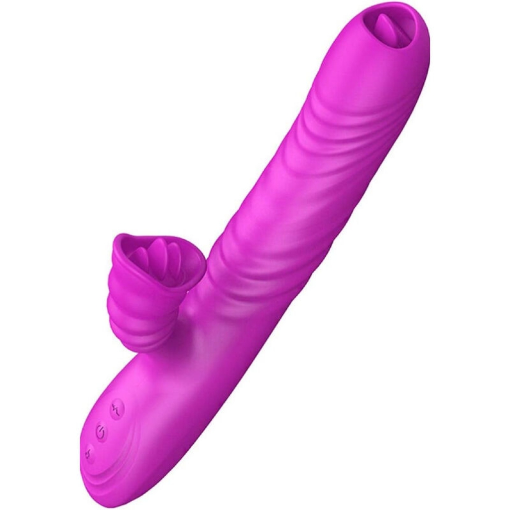 Angelia Vibrador Multifuncion Doble Lengua Efecto Calor Violeta