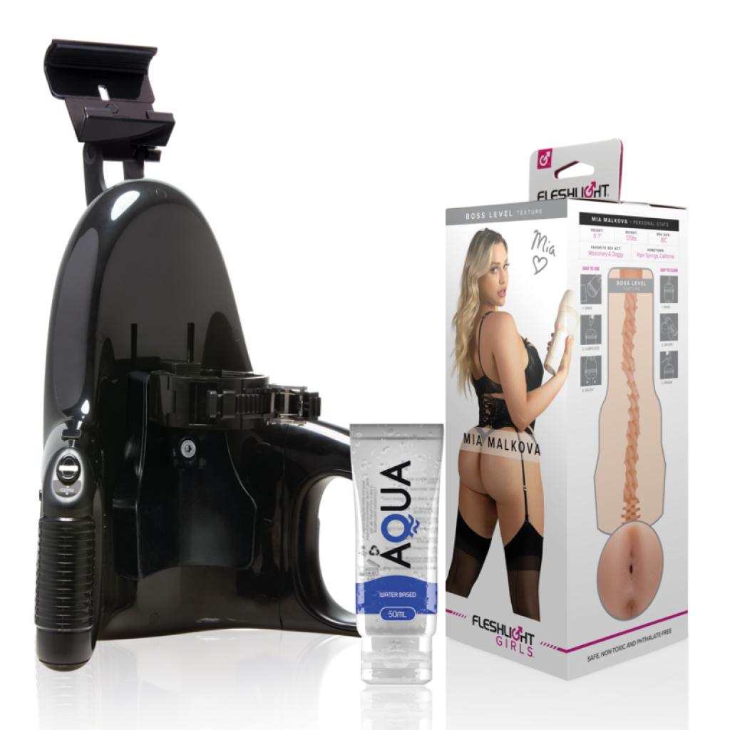 Fleshlight Mia Malkova Boss Level + Universal Launch + Lubricante Aqua Qual