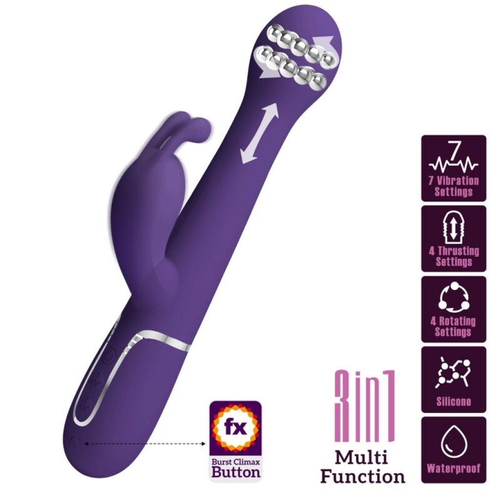 Pretty Love - Dejon Vibrador Rabbit 3 en 1 Multifunción Morado