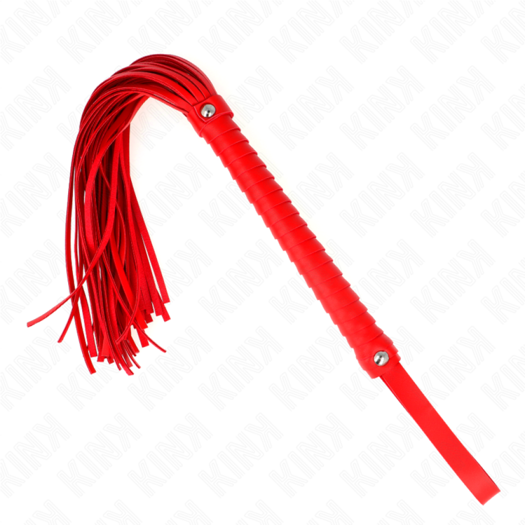 Kink - Látigo con Mango Texturizado Rojo de 48.5 cm