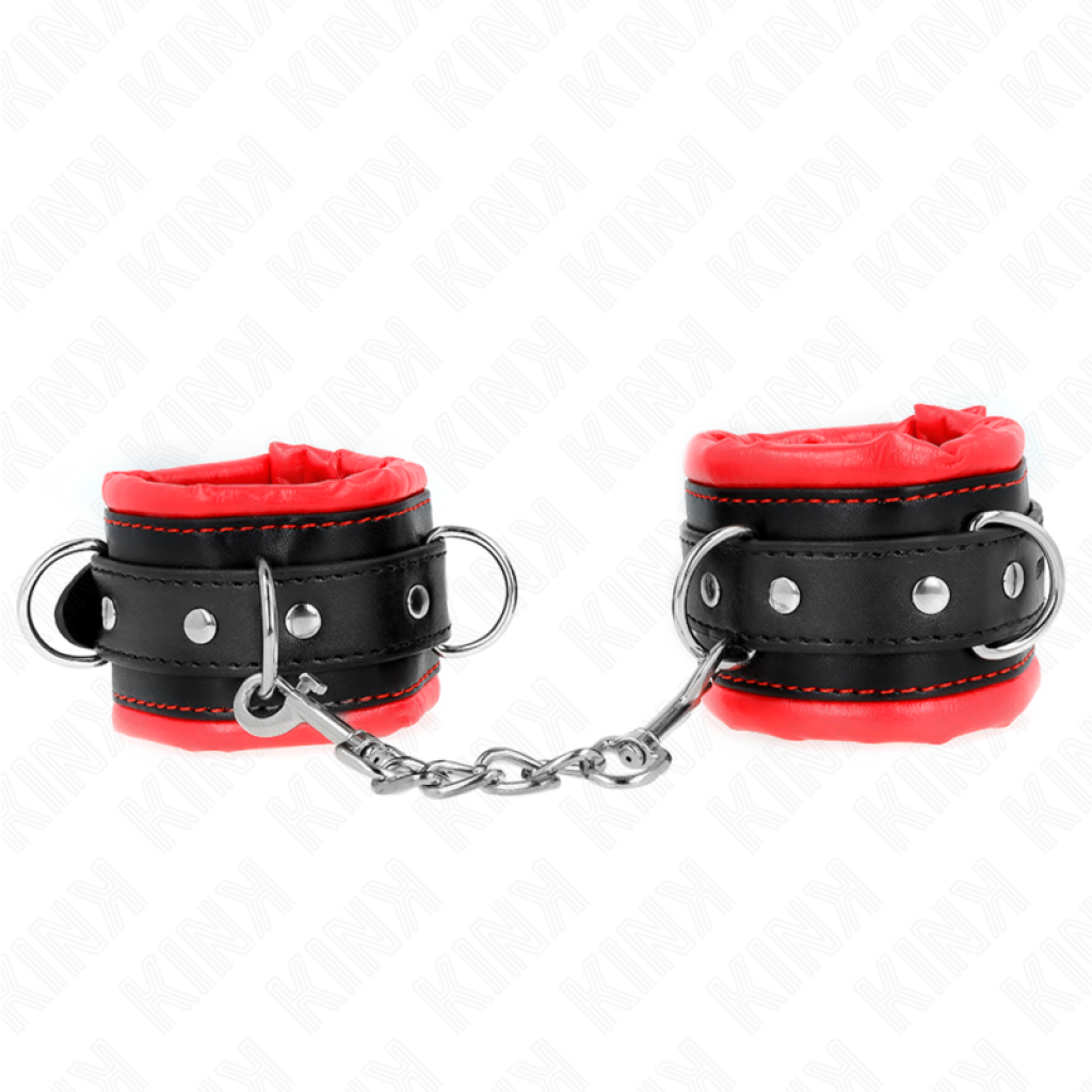 KINK - Muñequeras Estilo Heavy Forro Rojo Ajustable 20-30 Cm X 6 Cm