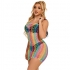 Vestido de Rejilla Hombros Descubiertos Arcoiris Talla Única