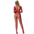 Subblime - Bodystocking De Rejilla Con Diamantes Manga Larga Rojo