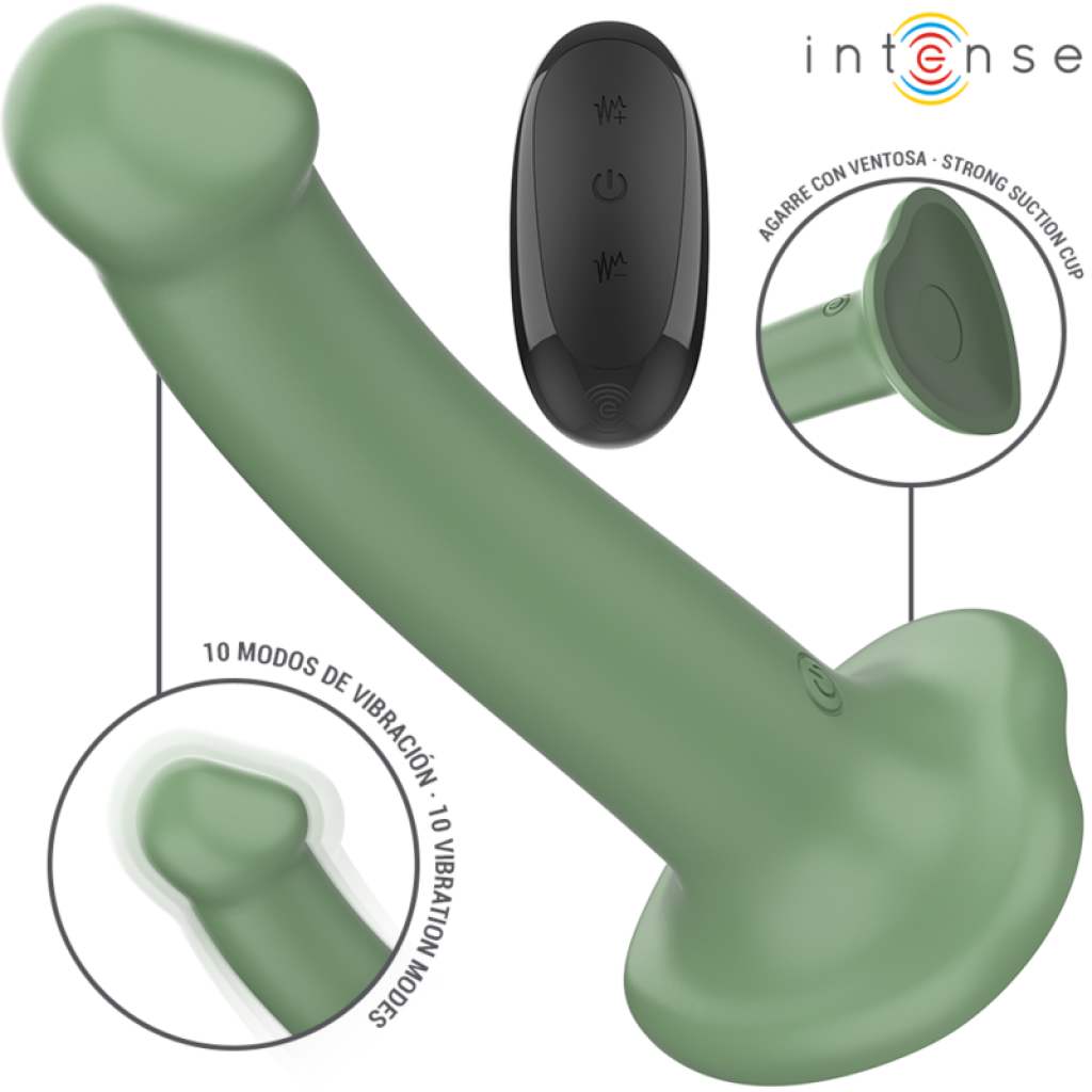 Intense - Becca Vibrador Con Ventosa 10 Vibraciones Verde Control Remoto