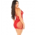 Leg Avenue - Minivestido de Rejilla con Tirantes Rojo