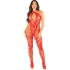 Leg Avenue - Bodystocking De Rejilla Con Estampado De Flores Rojo Talla Úni