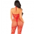 Leg Avenue - Bodystocking De Rejilla Con Estampado De Flores Rojo Talla Úni