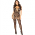 Leg Avenue - Bodystocking Crotchless de Rejilla Negro Talla Única