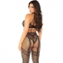 Leg Avenue - Bodystocking Crotchless de Rejilla Negro Talla Única