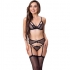 Livco Corsetti Fashion - Keila Lc 20245 Sujetador + Liguero + Panty Negro S