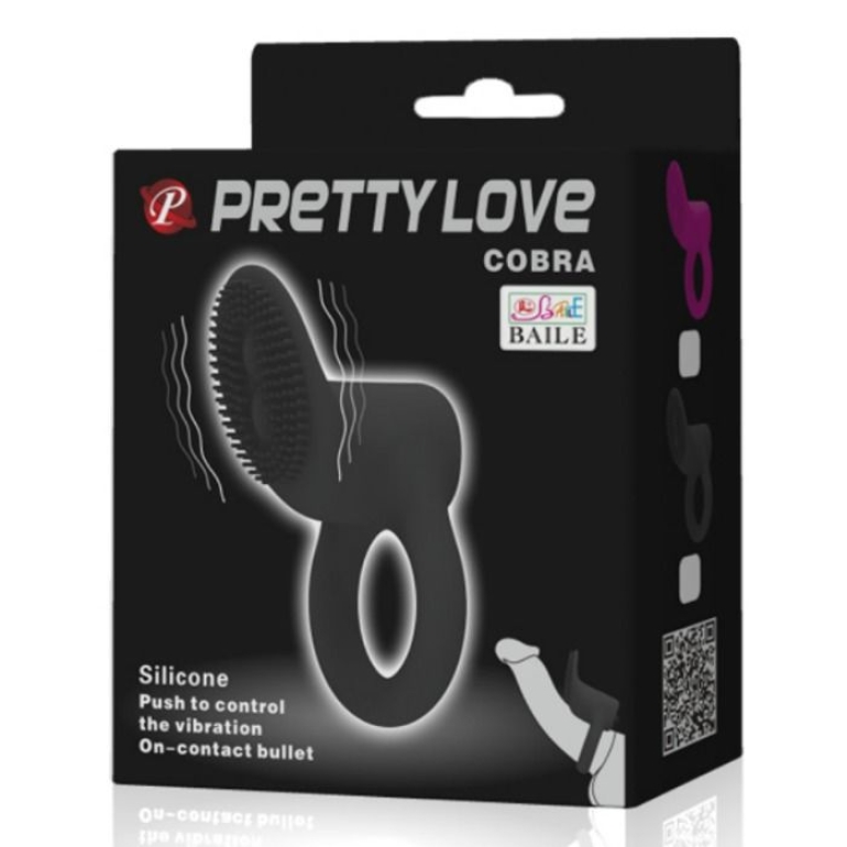 Pretty Love Cobra Anillo Vibrador Cobra Negro