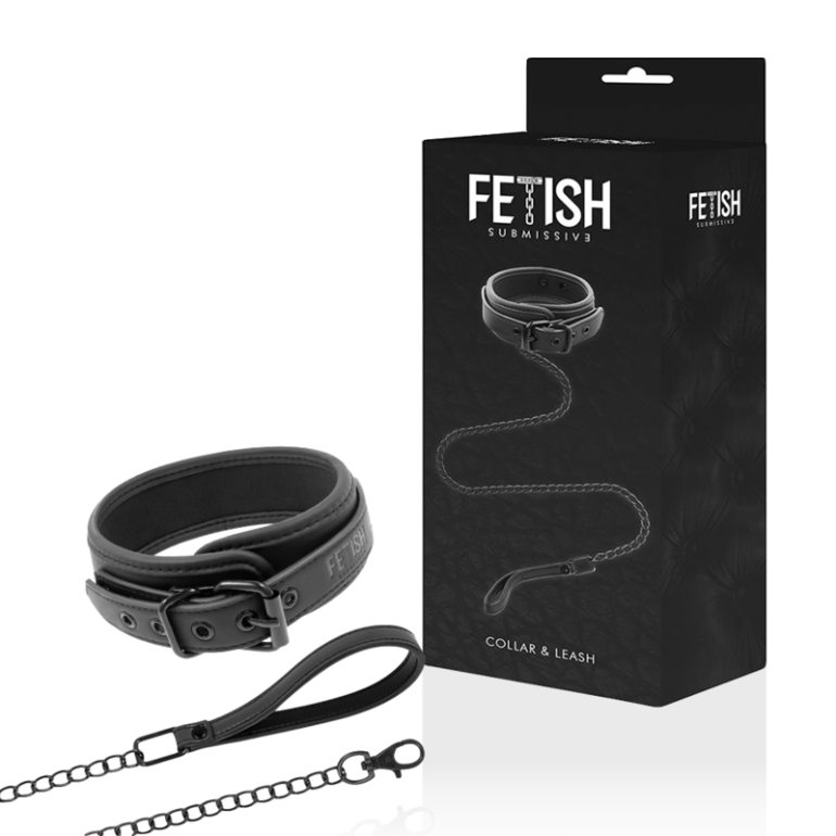 Fetish Submissive Collar Con Cadena Con Forro De Nopreno