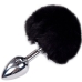  Anal Placer Plug Liso Metal Pompon Negro Talla S