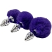  Anal Placer Plug Espiral Metal Pompon Violeta Oscuro Talla M