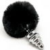  Anal Placer Plug Espiral Metal Pompon Negro Talla S