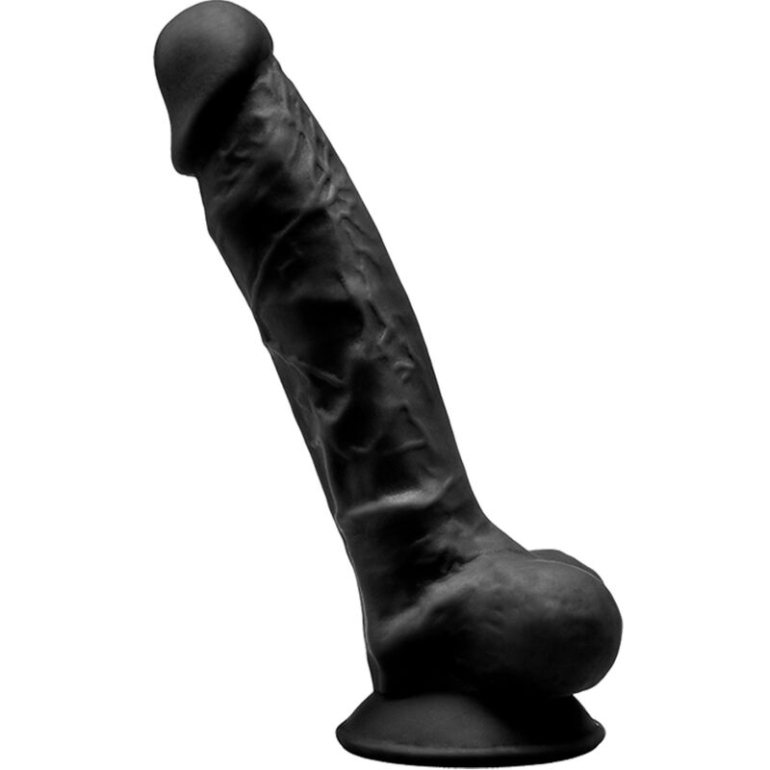  Modelo 1 Pene Realistico Silicona Premium Silexpan Negro 17.5 Cm