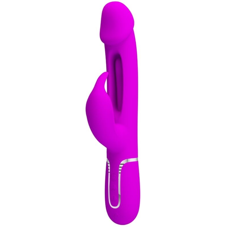 Pretty Love Kampas Vibrador Rabbit 3 En 1 Multifunción Con Lengua Fucsia