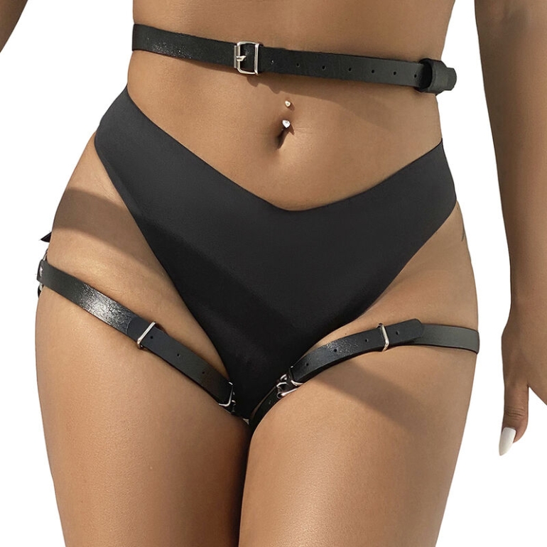 Subblime Arnés Cintura Y Piernas Cuero Negro Talla única