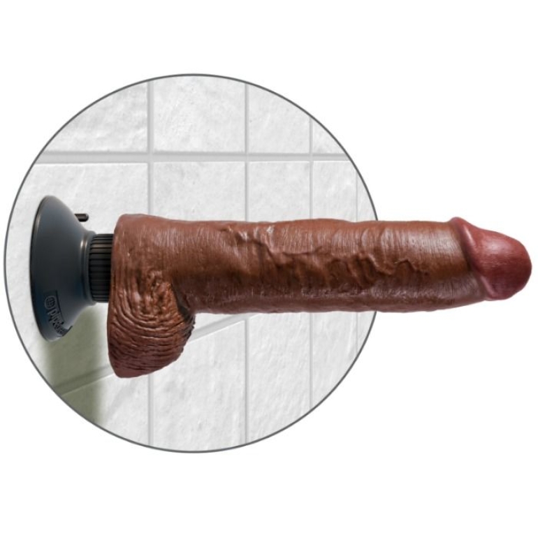  Dildo Vibrador Con Testiculos 25.5 Cm Color Marron