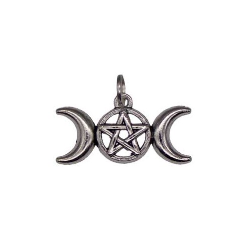 1.125 Inch Triple Moon Pentagram Amulet for Spiritual Connection