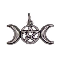 1.125 Inch Triple Moon Pentagram Amulet for Spiritual Connection