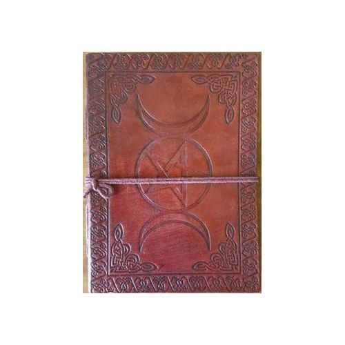 Triple Moon Pentagram Leather Blank Book