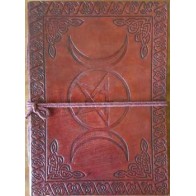 Triple Moon Pentagram Leather Blank Book