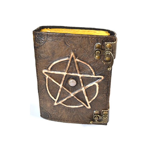 Pentagram Leather Journal with Stone