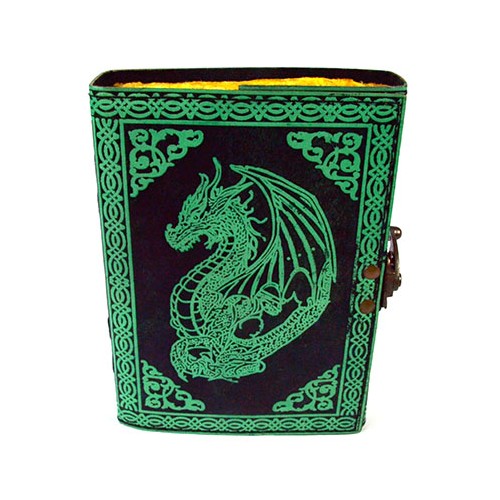 Aged Green Dragon Leather Journal with Latch