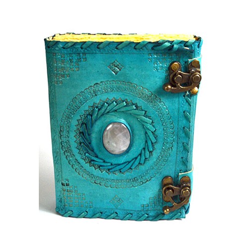 Turquoise Leather Journal with Stone