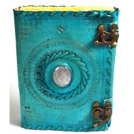 Turquoise Leather Journal with Stone