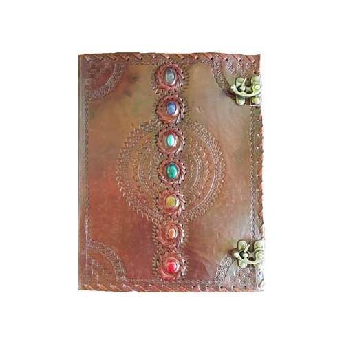 Chakra Leather Blank Book with Latch 10" x 13"